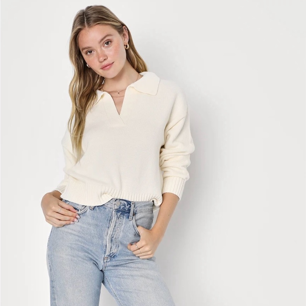 Ivory Collard Pullover Sweater | Lulus